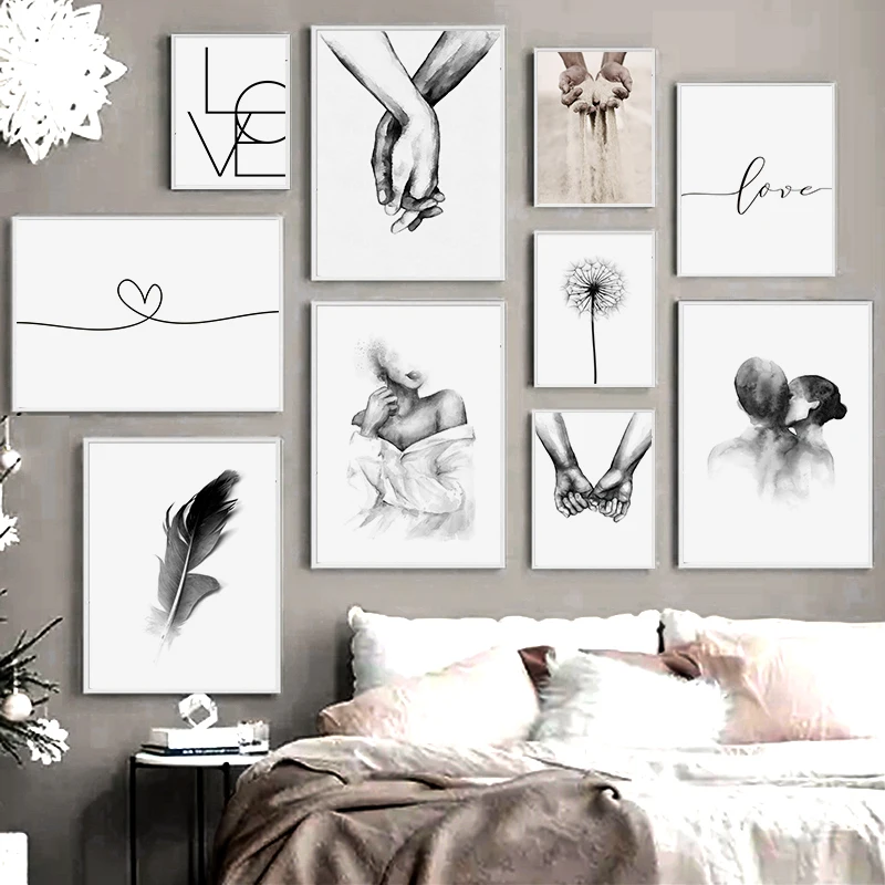 

Черно-белая женская Картина на холсте Ручная работа любовь цитаты на стену плакат печать современная модная картина Декор для гостиной