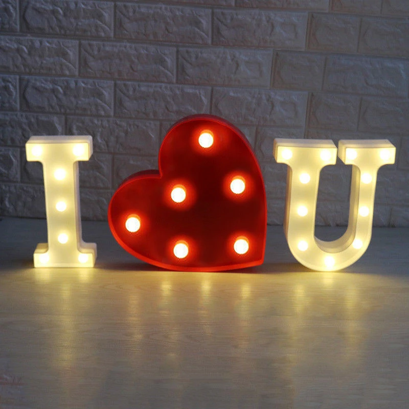 Светящиеся 3D Любовь Сердце Marquee светильники в форме букв домашние декоративные