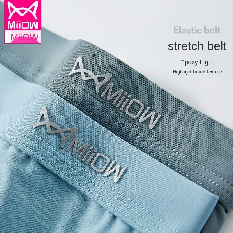 

Brand MiiOW Men's Antibacterial Underwear Ice Silk Comfortable Breathable Scrotum Support Youth Trend Pants Loose Briefs