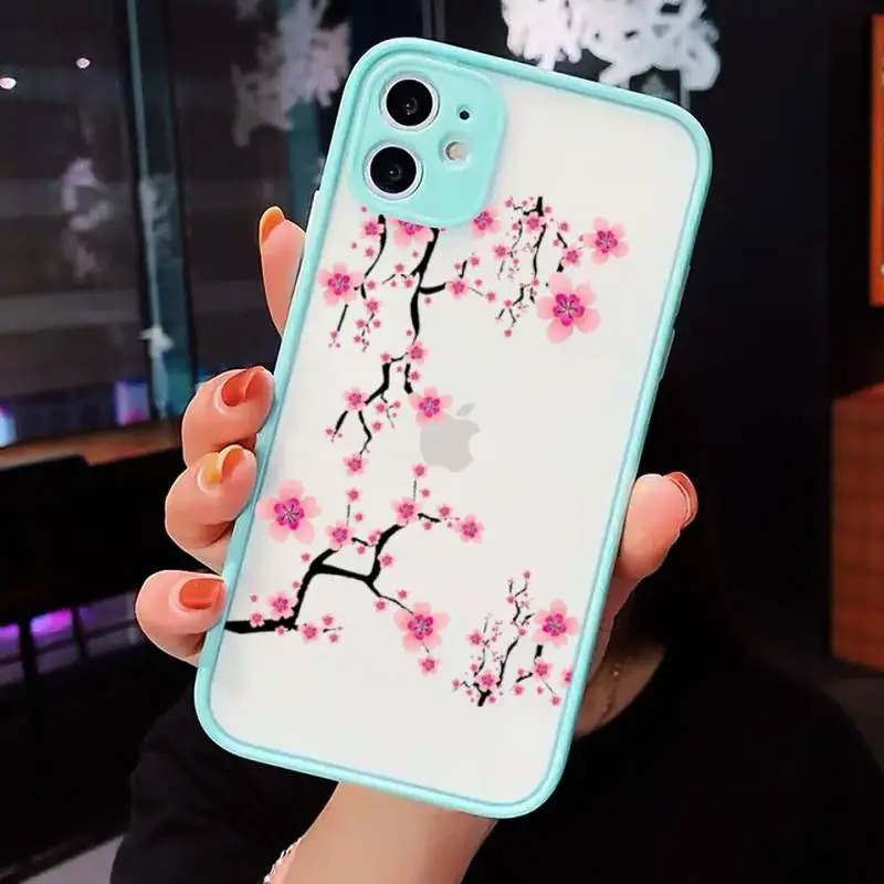 

Cherry Blossom Tree pink art Phone Cases matte transparent For iphone 7 8 11 12 plus mini x xs xr pro max luxury brand cover
