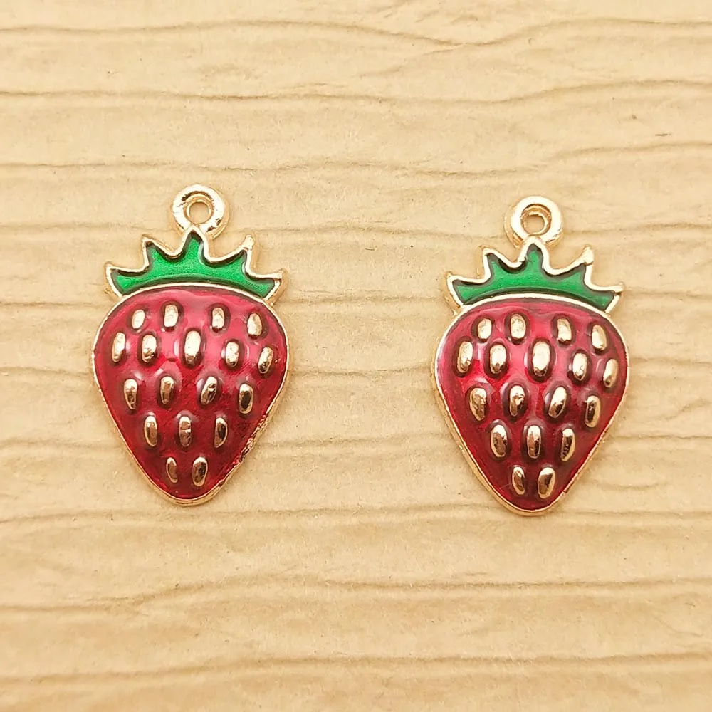 

10pcs 10x16mm enamel strawberry charms for jewelry making earring pendant bracelet charm necklace charm diy finding