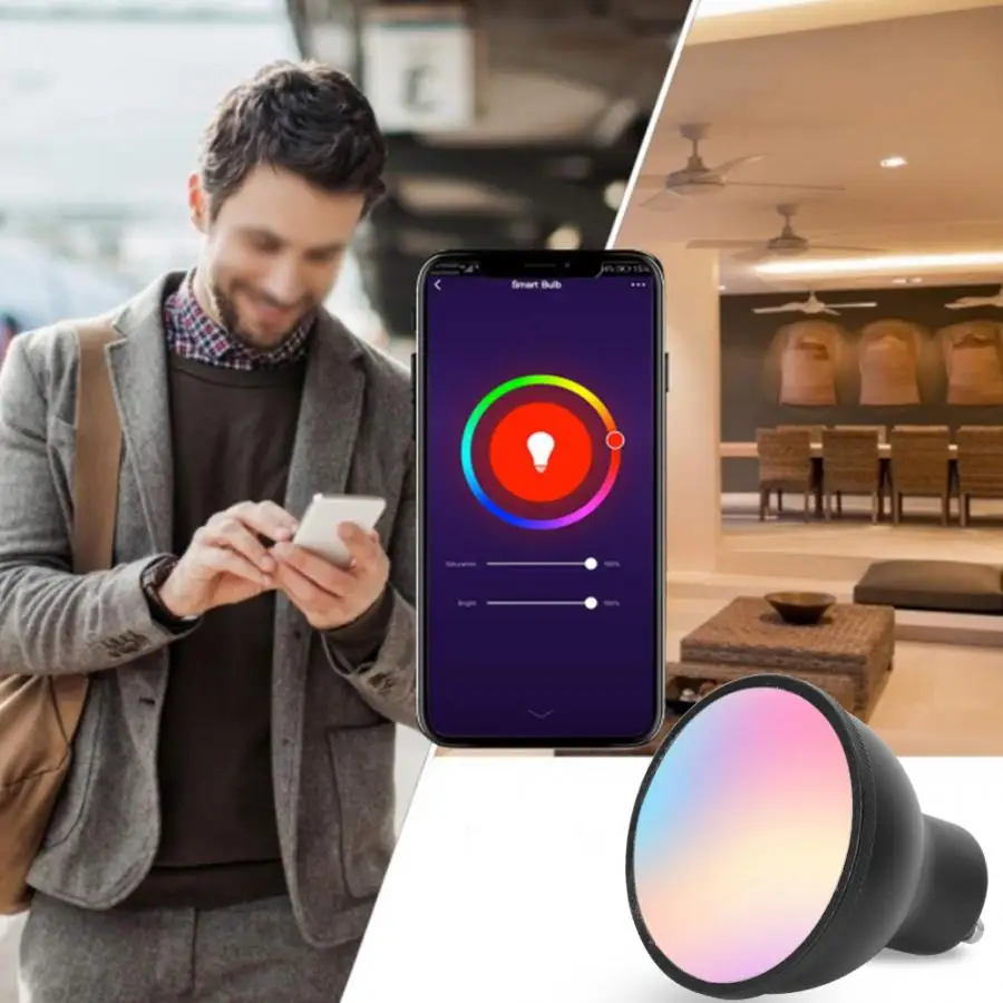 Умный светильник GU10 умная лампочка 6W с голосовым управлением и регулировкой