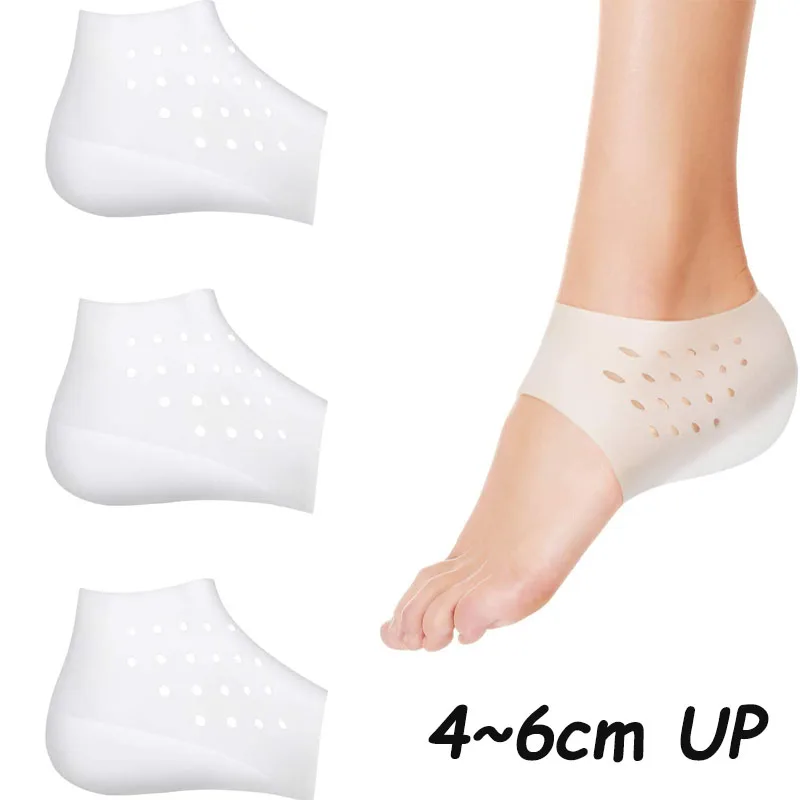 

Unisex 1Pair 4/5/6cm Silicone Concealed Footbed Enhancers Height Increase Insoles Elastic Pads For Unisex Most Of Shoes Socks