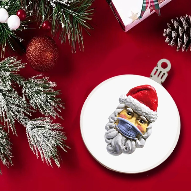 8 шт. 2020 рождественские украшения Деревянный Санта в маске для лица подвесные