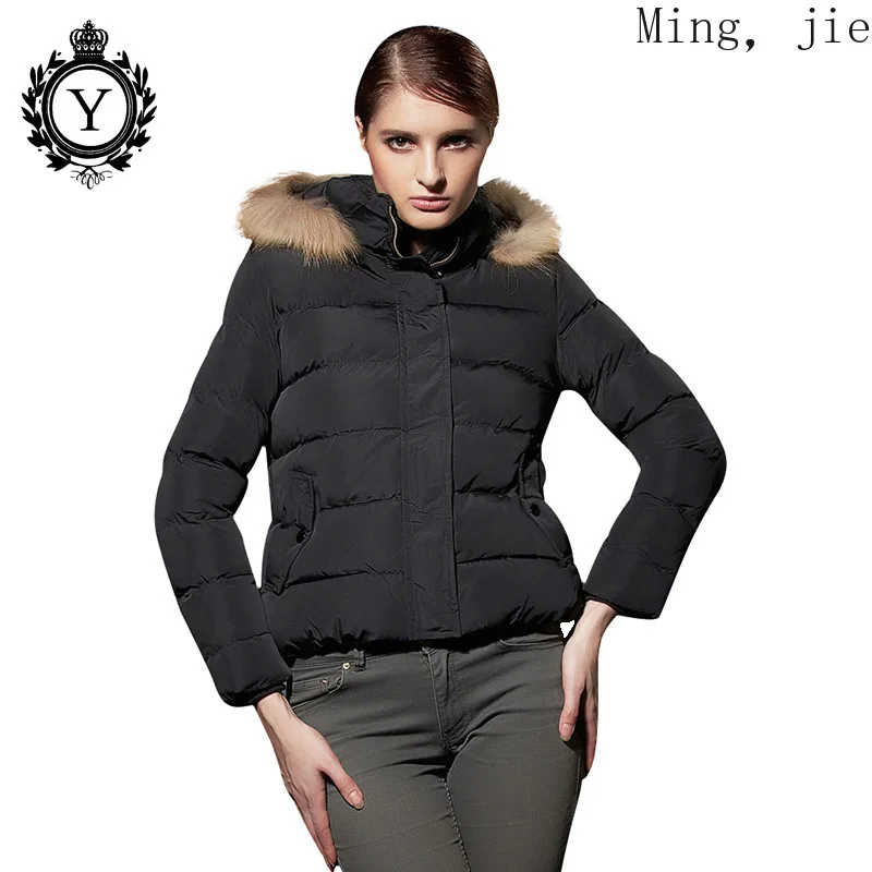 

Autumn and Winter Foreign Trade New Style Short Hooded Fur Collar Cotton Jacket Women Europe America Slim Coat Coat Warm Luxury