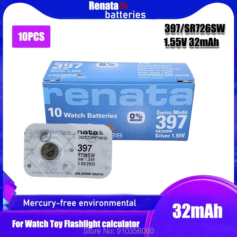 10 шт. Renata 397 100% оригинальный новый долговечный SR726SW 1 55 в швейцарский кнопочный