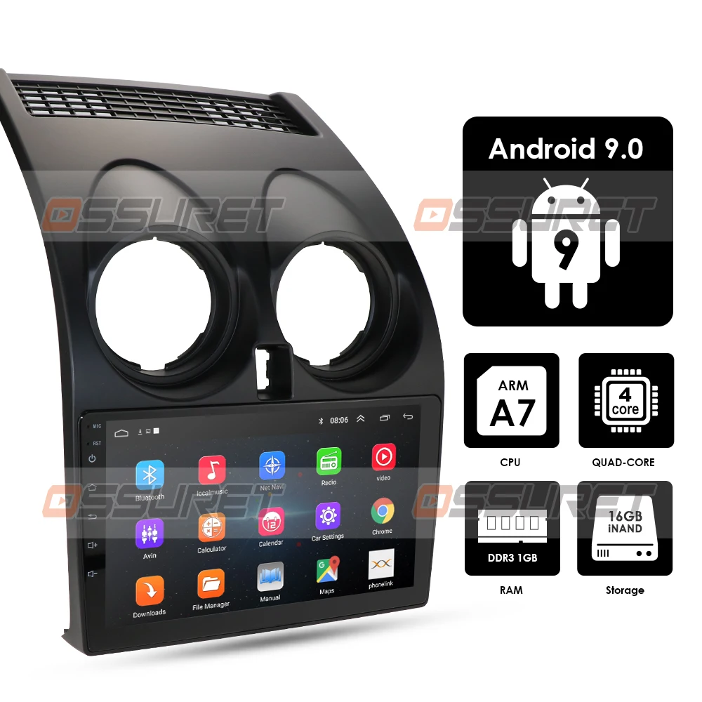 2 Din Android 9,0 Автомагнитола центральный мультимидиальный плеер навигация gps для Nissan Qashqai 1 J10 2006-2013 1G+ 16G Автомагнитола