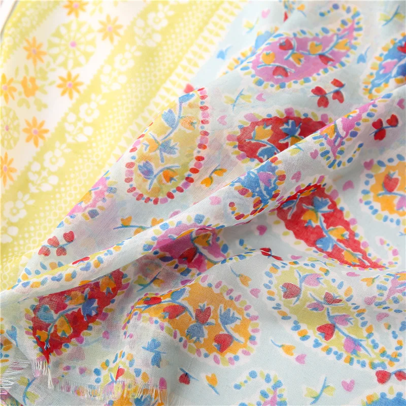 Хлопковый женский длинный шарф с цветами мягкий весенний Новый шали из вискозы