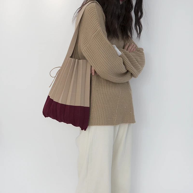 

Вязаная сумка-мешок для покупок angelaseek 2019, складная дамская сумка