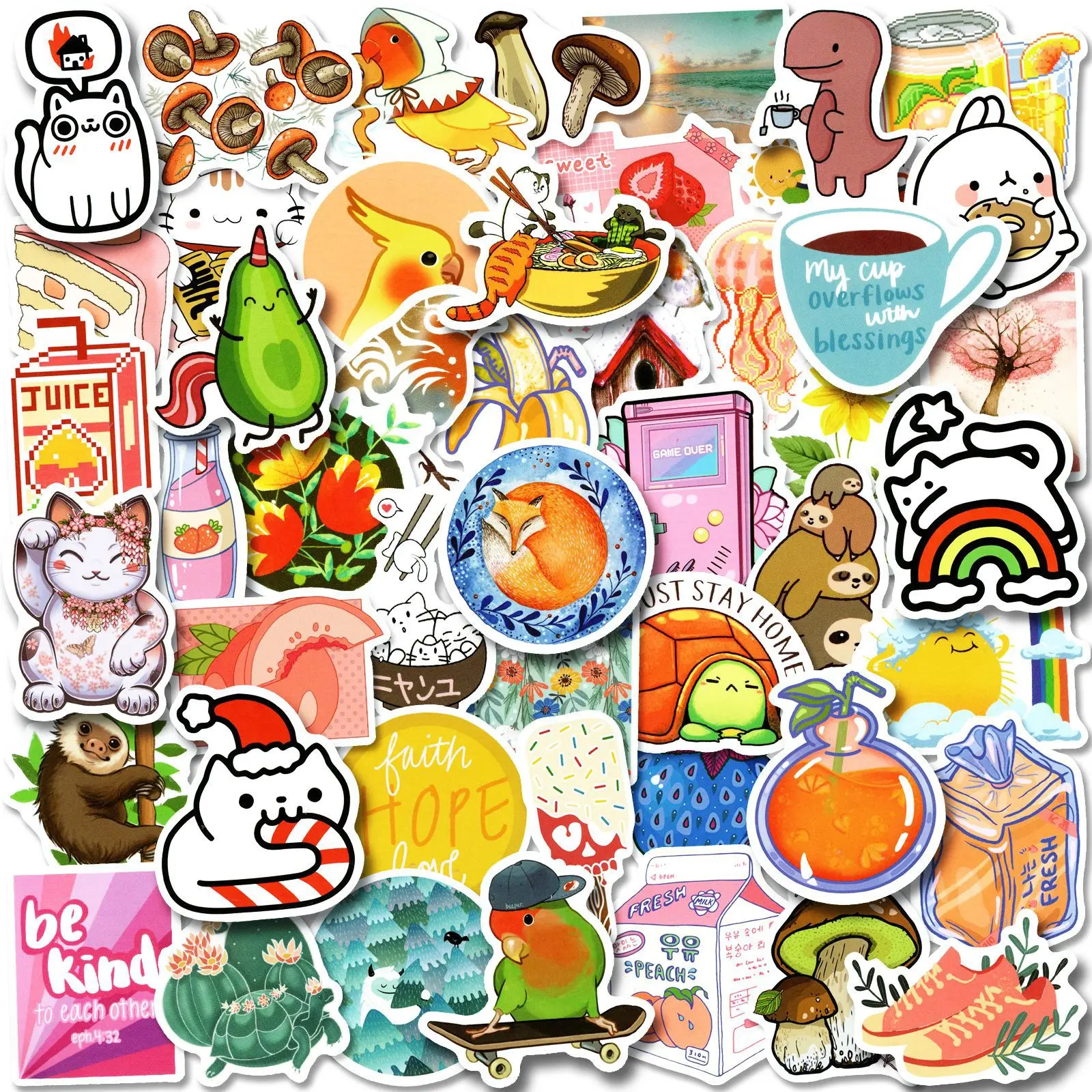 

50 PCS Cartoon Animal Small Fresh Child Sticker Phone Guitar Laptop Helmet Automobile Water Cup Stationery Decorate Sticker
