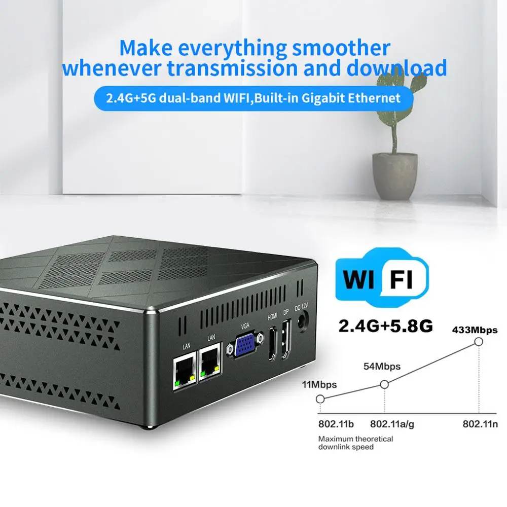 Мини-ПК CK6 без вентилятора Intel Core I5 5257U Windows 10 двойной Wi-Fi 1000M Lan 4K HD настольный ПК VS