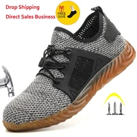 2020 new breathable mesh safety shoes men light sneaker indestructible steel toe soft anti piercing work boots plus size 35 48