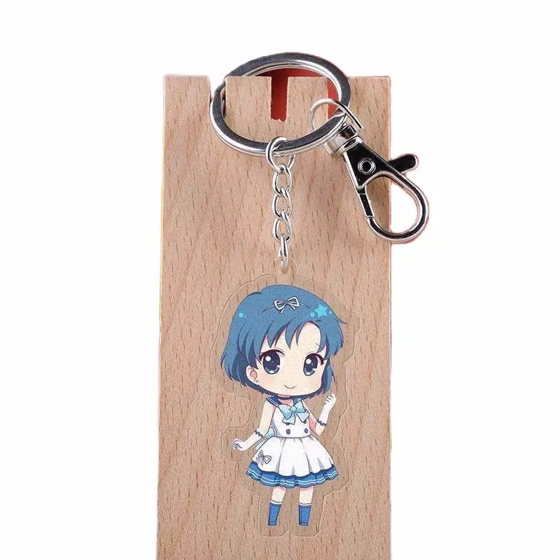 

Anime Acrylic Pretty Soldier Sailor Moon Cute Cartoon Beautiful Girl Car Keychain Little Fairy Schoolbag Bag Pendant Creative