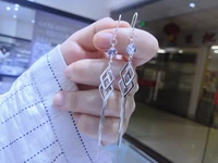 geometric shiny tassel earrings