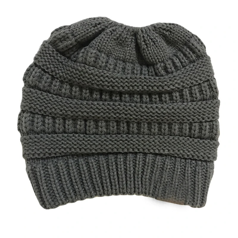 Шапка с хвостом для женщин тянущиеся вязанные крючком шапки-бини зимние шапки