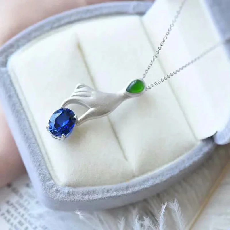 

925 sterling silver Sapphire Pendants fashion gift for women jewelry necklaces pendants jcz081001agl