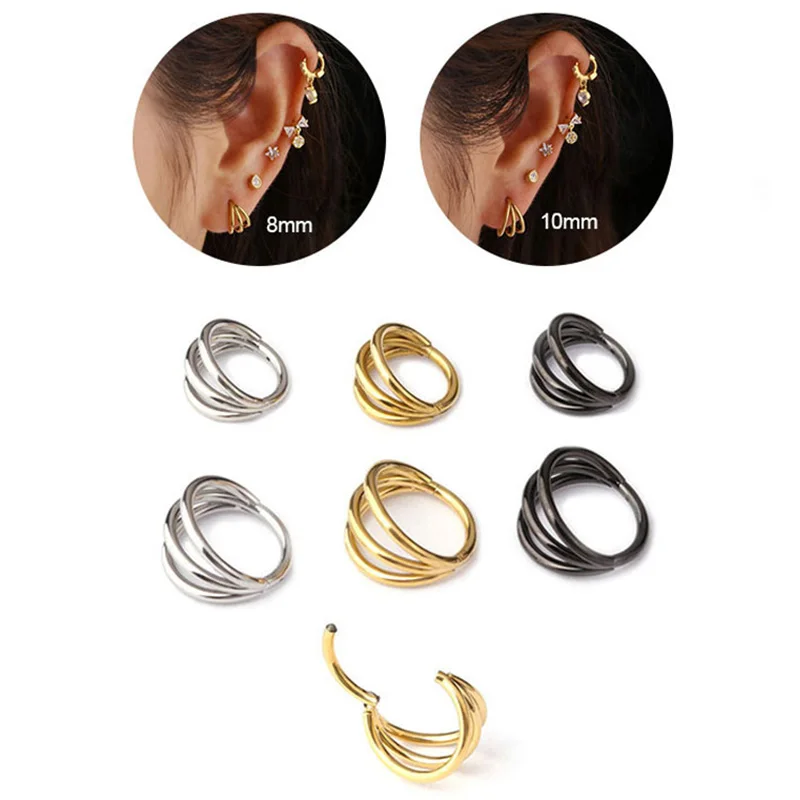 

1pc Stainless Steel Nose Ring Hinged Clicker Segment Hoop Septum Piercing Cartilage Earring Helix Ear Tragus Women Body Jewelry