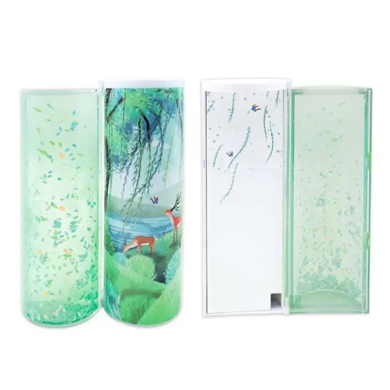 

Quicksand Translucent Pencil Case Multifunction Creative Cylindrical Calculator Stationery School Pen Holder