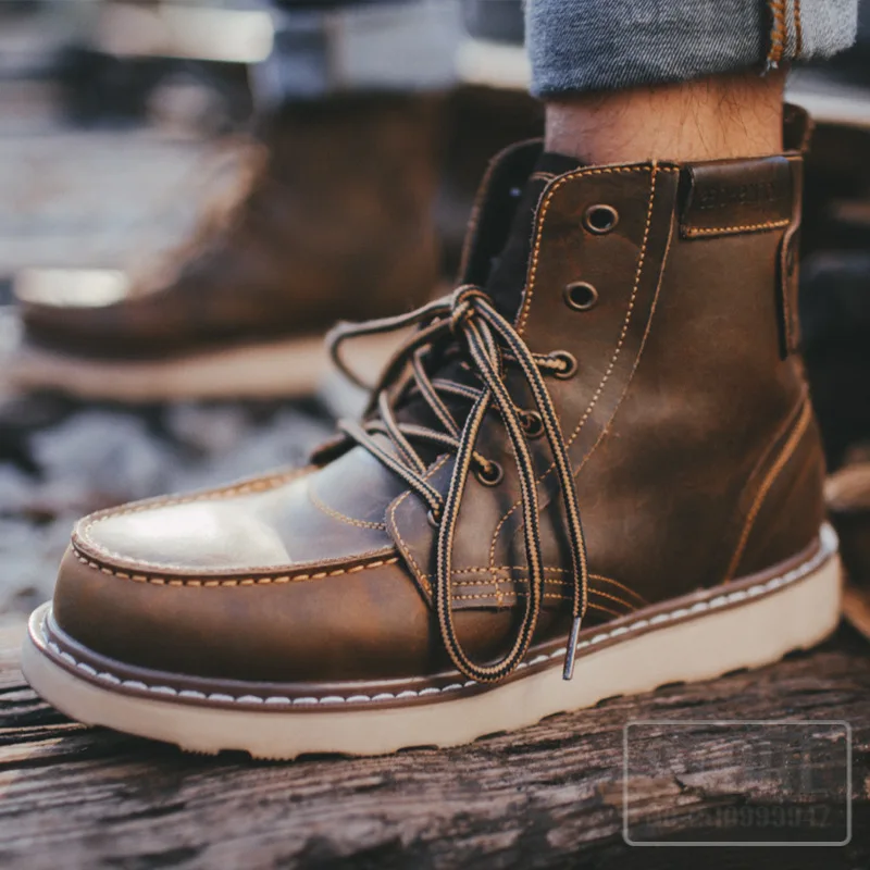 Ботинки мужские мотоциклетные из коровьей кожи гонки по бездорожью до щиколотки