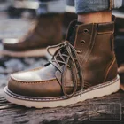 Ботинки мужские мотоциклетные из коровьей кожи, гонки по бездорожью, до щиколотки, в стиле ретро