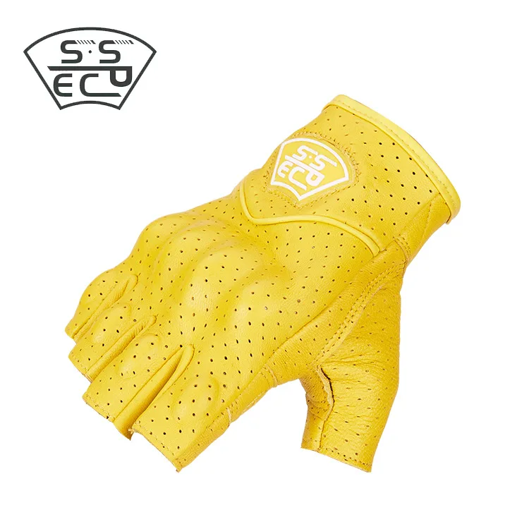 Желтые мотоциклетные перчатки из натуральной кожи Летние Ретро для мотокросса