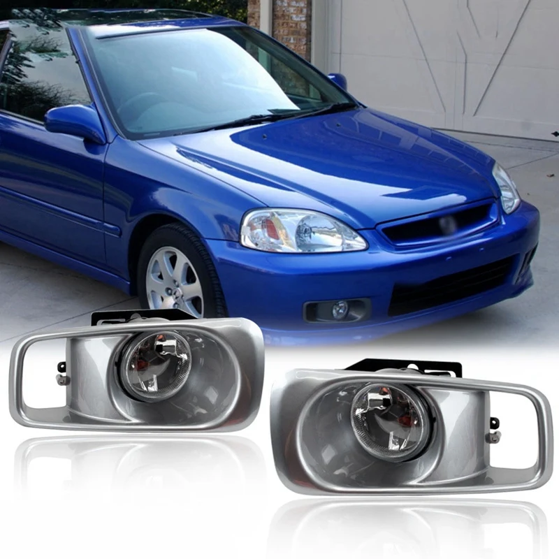 

NEW-Driving Fog Lights Lamps Assembly with 12V Halogen Bulbs & Switch for Honda Civic EK3 1996-2000 Accessories