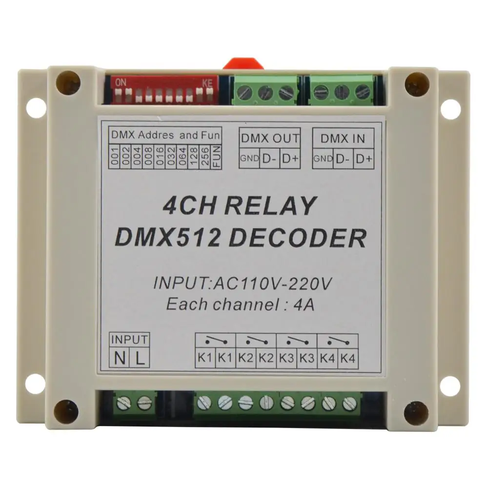 1 шт. DMX-RELAY-4CH dmx512 реле Декодер контроллер использовать для светодиодной лампы