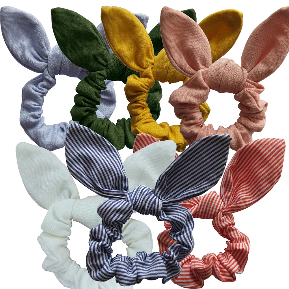 

Girls/Women Bunny Ear Hair Scrunchie Knot Bow Hair Band Hair tie Bows Rabbit Ear Elastic Ponytail Holder Bands Hair Bow