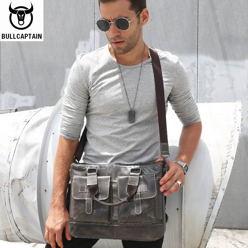 

Brand Genuine Leather Briefcase for Men Laptop Handbag Real Cowhide Shoulder Messenger Bags Office Business Sling Crossbody Bag