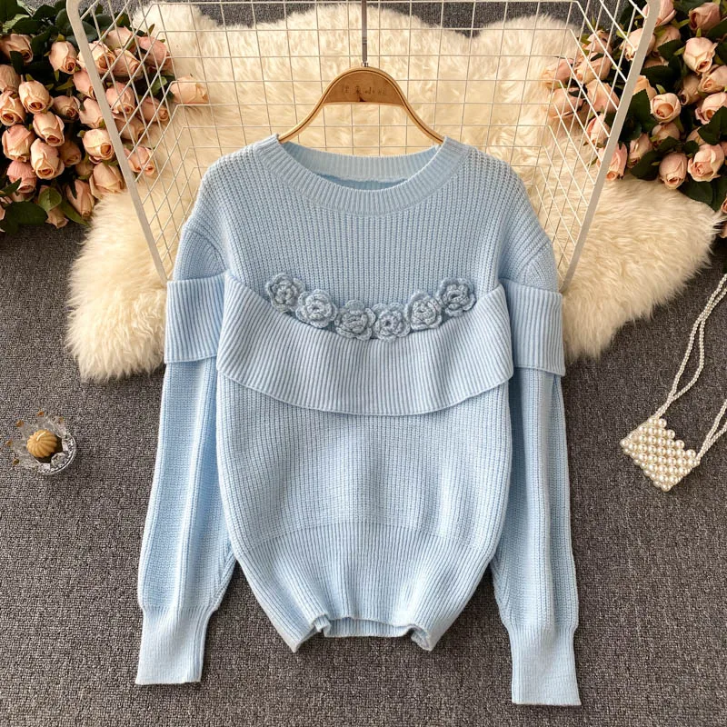 

Fall Winter 2021 New Fashion Temperament Pullover Sweater Women Loose Soft Glutinous Japanese Knit Sweater Sweater KK1157