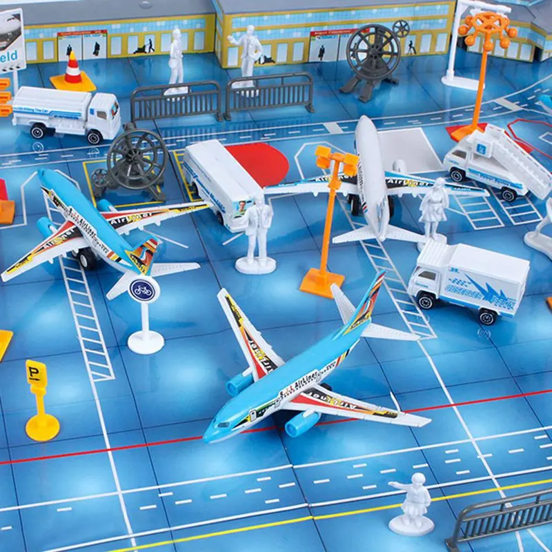 

Simulation Airport Scene Toy Set Airport Assembled Toys Set Airplane Aircraft Models Transformation Toy For Children Gifts