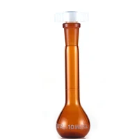 10ml brown lab borosilicate glass volumetric flask with plastic stopper office lab chemistry clear glassware supply
