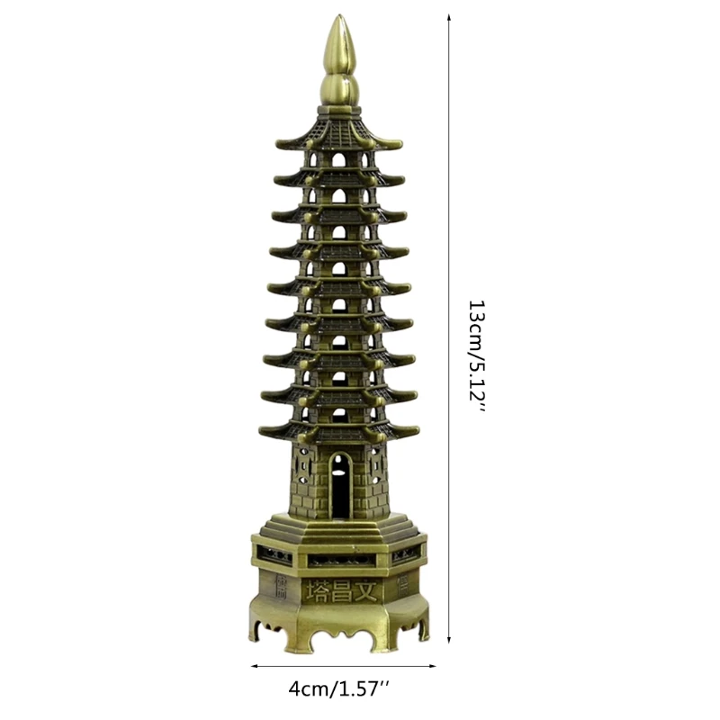 

H051 Feng Shui 9-Levels Alloy 3D Model Chinese Wenchang Pagoda Tower Crafts Statue Souvenir Home Decoration Metal Handicraft