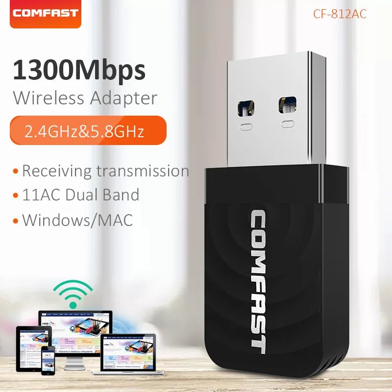 Comfast Двухдиапазонная 2 4 ГГц и 5 8 Wi Fi Ethernet USB 3 0 мини Сетевая карта 1300 Мбит/с