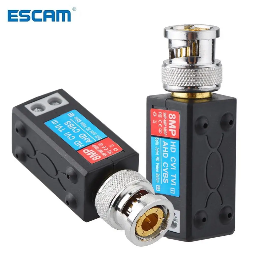 

ESCAM 1Pairs AHD/TVI/CVI CCTV Twisted BNC Passive Video Balun Transceiver COAX CAT5 Camera UTP Cable Coaxial