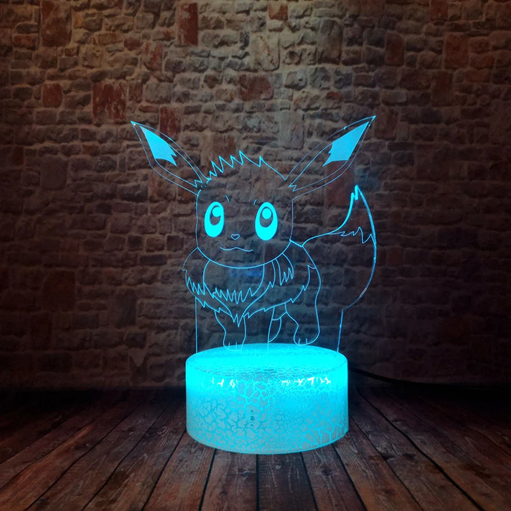 Покемон игра фигурки Flareon Eevee мультфильм 3D ночник RGB 7 видов цветов Изменение