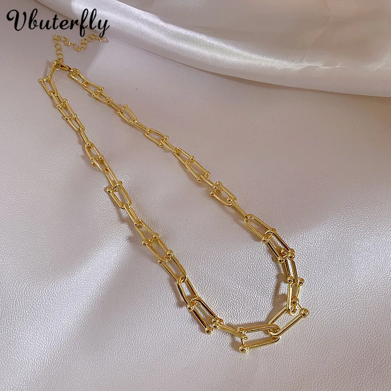 

Gold-plated U Link Ball Chunky Chain Statement Jewelry for Women & Men XMAS Gift Large Design Chain Necklace U-shape HJ238-TR3