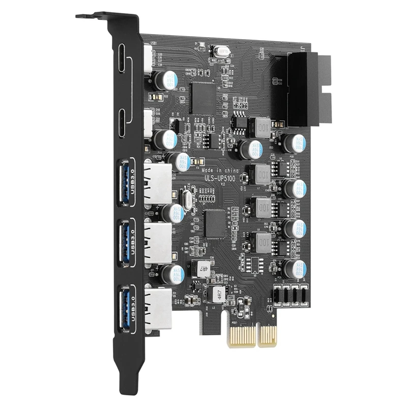 ULS 5100 5 Port PCI E Плата расширения USB3.0 3 + Type C 2 20PIN слот|Платы расширения| |