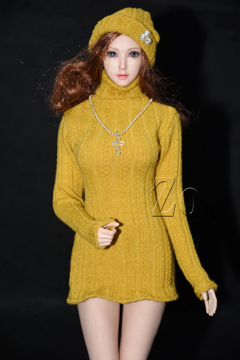 

in stock 1/6 Women's clothing accessories for women dolls Long jumpsuit TBLeague Sweater Hat Necklace