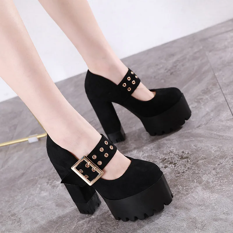Женские замшевые туфли на платформе 15 см лодочки из флока толстом очень высоком