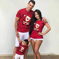 cotton tshirt santa claus merry christmas family matching tshirt clothes mother kids daughter father girl boys family look tops