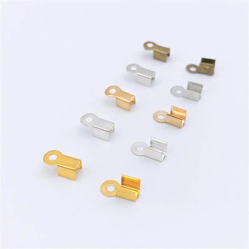 

200pcs/lot Cove Clasps Cord End Caps String Ribbon Leather Clip Tip Fold Crimp Bead Connectors For Jewelry Making DIY Supplies