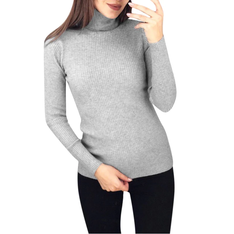 Осень-зима 2019 Женский вязаный свитер с высоким воротом повседневный мягкий