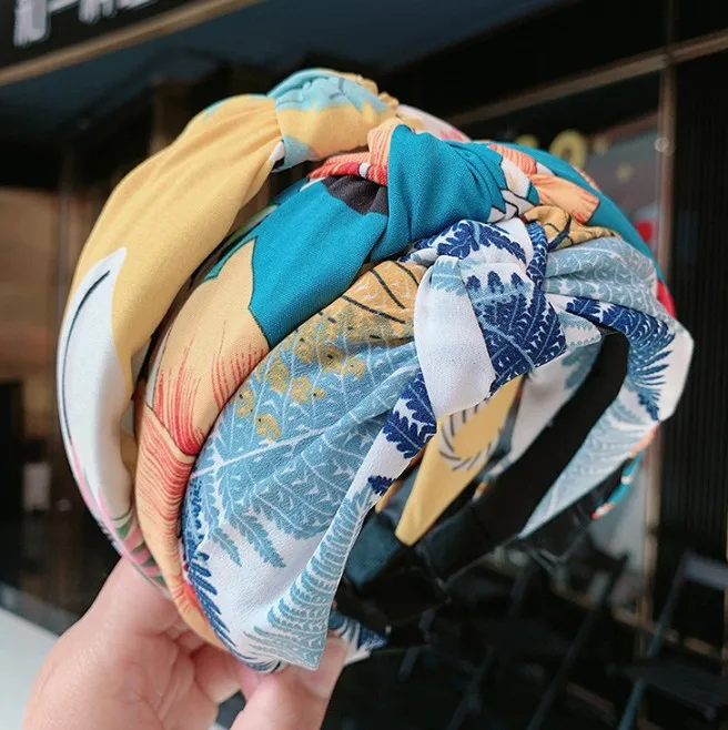 Разноцветные элегантные женские ободки для волос с цветочным принтом девушек