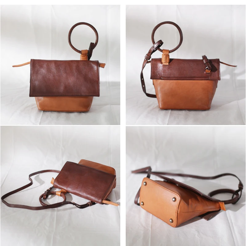 Натуральная коровья кожа маленькая девочка сумка через плечо винтажная