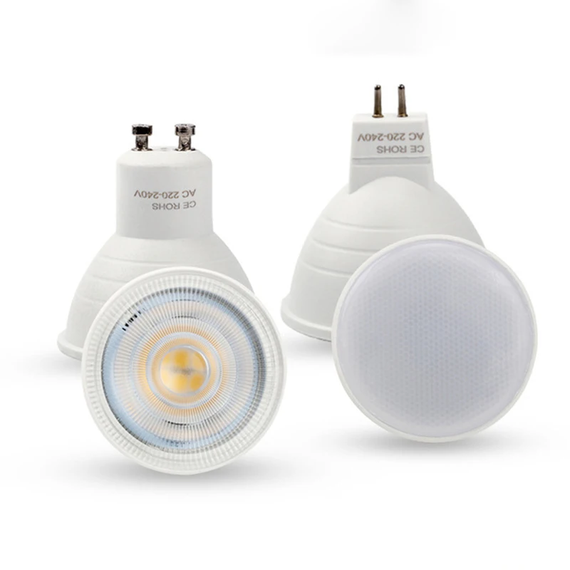 1 10 шт./лот светодиодный светильник 220V 6ВТ GU10 прожектор MR16 3W 4W COB Чип луча SMD 2835