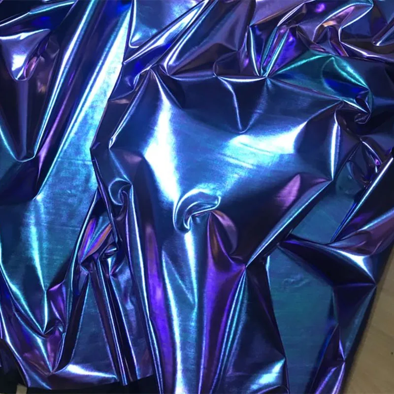 Сине зеленая Радужная эластичная ткань из спандекса для фотографий своими