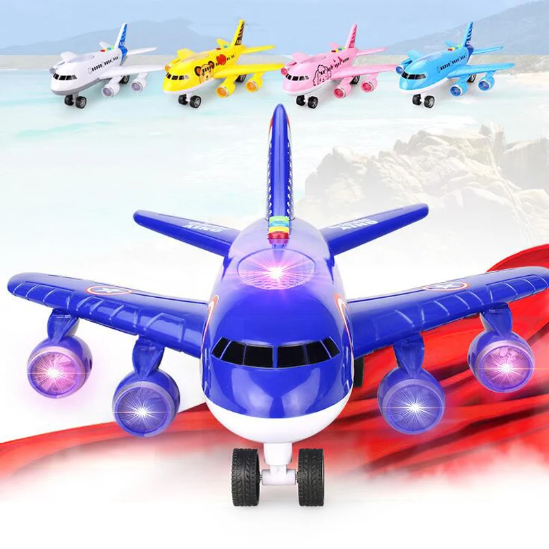 Инерционная мультяшная игрушка самолет светильник светлая музыкальная история