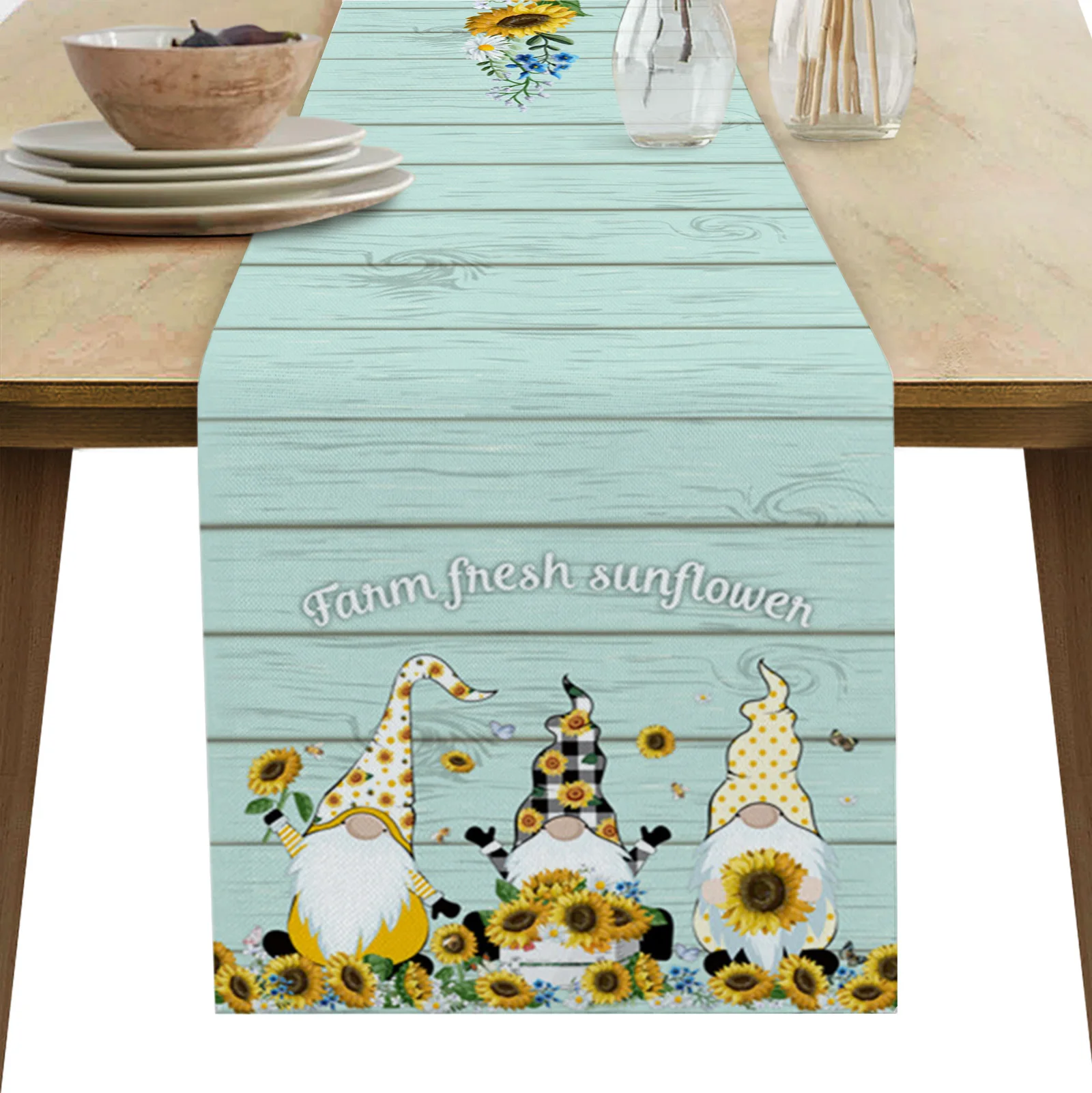 

Farm Fresh Sunflower Dwarf Table Runner Luxury Dinning Decor Placemat Hotel Wedding Table Decor Tablecloth