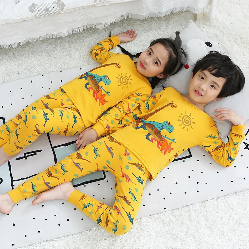 

Children Sleepwear Kids Clothes Girls Pajamas Set Autumn Clothing Sets Homewear Nightwear Teen Boys Dinosaur Pyjamas Cotton Pjs